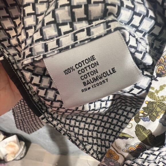 Banana Lemon Button Up Shirt Mens Gray and Black Geometric Floral Casual Preppy - Picture 11 of 12